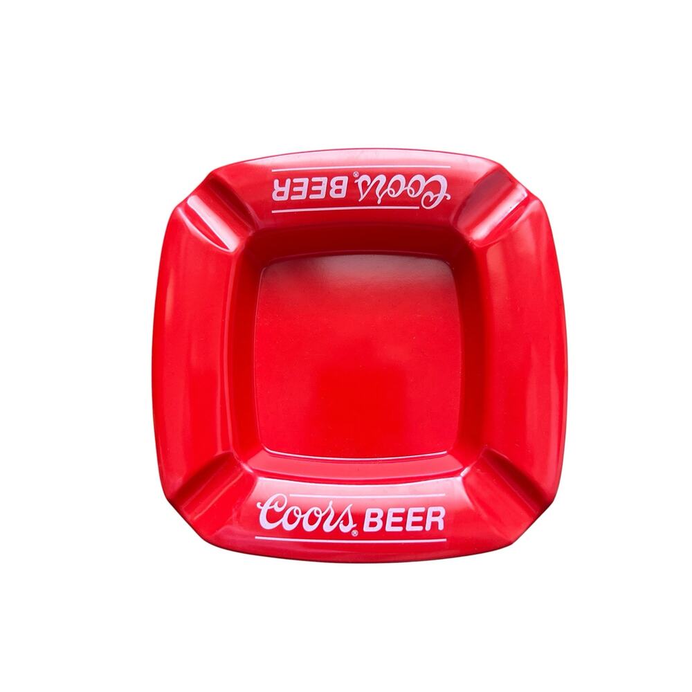 Vintage Coors Beer Red Square Ash Tray 5"x5" Brookpark Melamine Made in USA